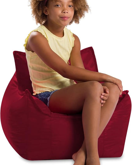 Posh Creations Structured Comfy Bean Bag Chair for Gaming, Reading, and Watching TV, Newport Chair, Microsuede - Red - LeafyLoom