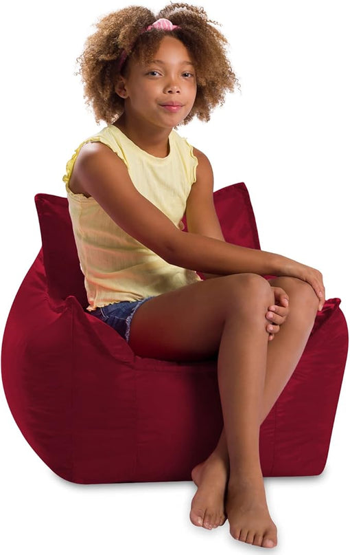 Posh Creations Structured Comfy Bean Bag Chair for Gaming, Reading, and Watching TV, Newport Chair, Microsuede - Red - LeafyLoom