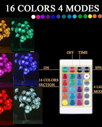 COLORLIFE Tabe Lamp Color Changing Flower Tree Rose lamp with Remote Control with Timer Christmas Birthday Gift for Girl Kids Women for Holiday and Party(White) - LeafyLoom