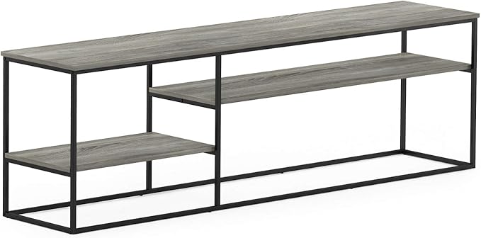 Furinno Moretti Modern Lifestyle TV Stand, French Oak Grey - LeafyLoom