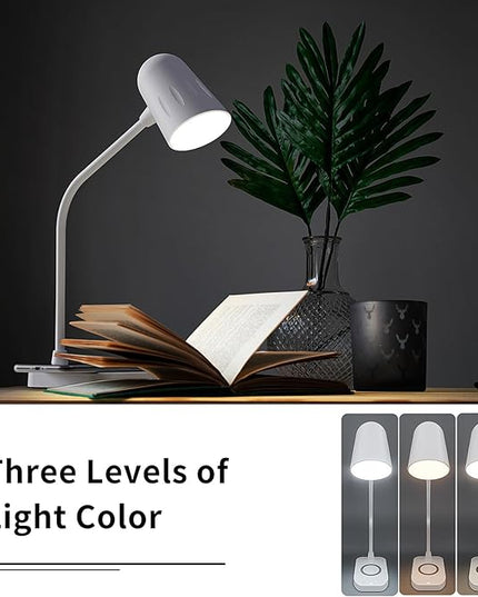 M2 Modern Desk Lamp with 10W Wireless Charging, Bluetooth Speaker, Adjustable Multi-Angle Illumination, 3 Light Color Modes, Dimmable Brightness - Perfect for Office Desk or Bedroom Nightstand(White) - LeafyLoom