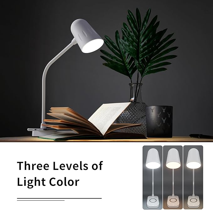 M2 Modern Desk Lamp with 10W Wireless Charging, Bluetooth Speaker, Adjustable Multi-Angle Illumination, 3 Light Color Modes, Dimmable Brightness - Perfect for Office Desk or Bedroom Nightstand(White) - LeafyLoom