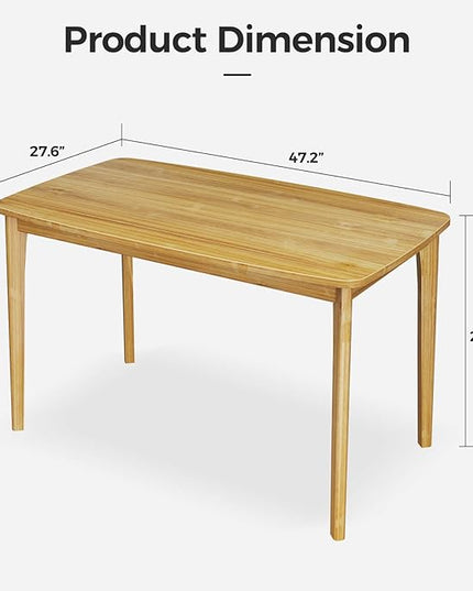 KKL Dining Table, 47“ Malaysian Oak Kitchen Table, Farmhouse Wood Dining Table for 2, Easy Assembly, Natural - LeafyLoom