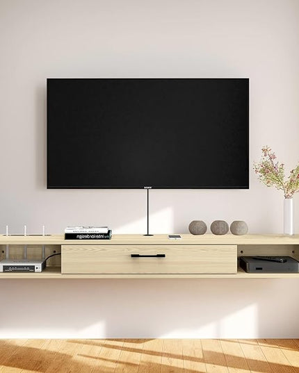 Floating TV Unit, 79'' Wall Mounted TV Cabinet, Floating Shelves with Door, Modern Entertainment Media Console Center Large Storage TV Bench for Living Room & Office (78.74IN, Oak) - LeafyLoom