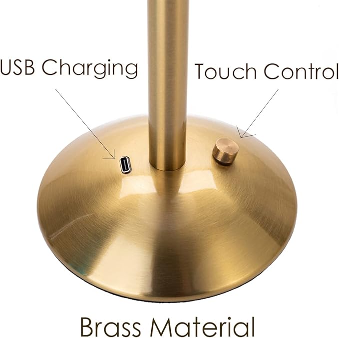 Cordless Table Lamps Rechargeable Lamps for Home, Gold 12'' Tall LED Brass Portable Outdoor Indoor Table Lamp with Touch Sensor, Adjustable Brightness and Color (Pack2-Gold Lamp) - LeafyLoom