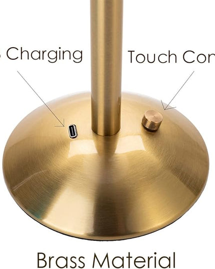 Cordless Table Lamp Crystal Battery Operated Lamp,Night Light for Livingroom, Bedroom,Kidsroom,Outdoor,Restaurant,Nightstand,Rechargeable(Pack2 Gold Flower Lamp) - LeafyLoom