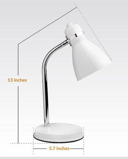 Newhouse Lighting Oxford White Metal Flexible LED Goose Neck Lamp for Desk or Table with 1 Free 6-Watt LED Bulb Included - LeafyLoom