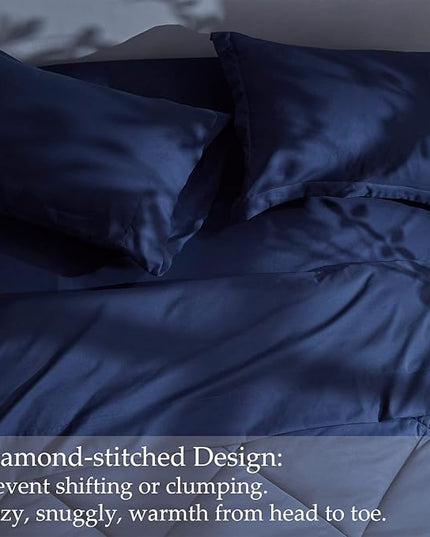 NexHome King Bed in a Bag 7-Pieces Navy Comforter Sets with Comforter and Sheets Soft All Season Bedding Sets with Comforter, Pillow Shams, Flat Sheet, Fitted Sheet and Pillowcases - LeafyLoom
