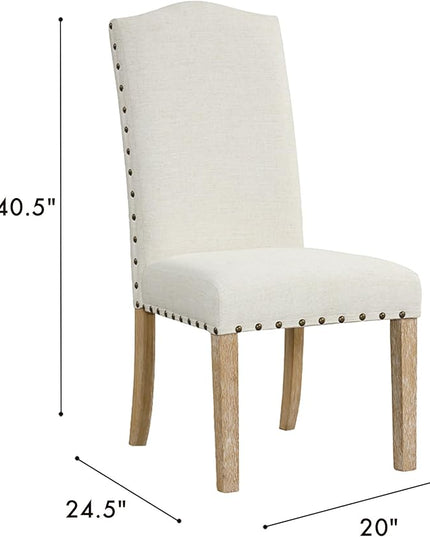 HomePop Classic Parsons Dining Chairs, Set of 2, Vanilla Cream Textured Woven (Set of 2) - LeafyLoom