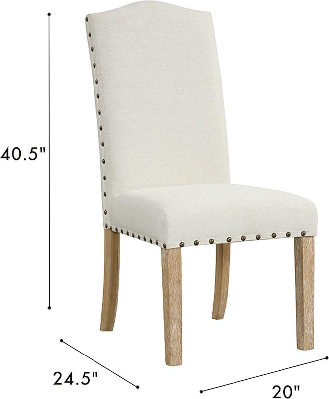 HomePop Classic Parsons Dining Chairs, Set of 2, Vanilla Cream Textured Woven (Set of 2) - LeafyLoom