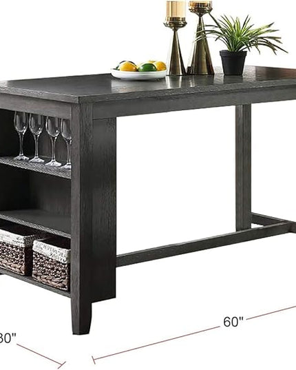 NicBex 60Inch Rectangular Dining Table,Counter Height Kitchen Table with Solid Wood Tabletop and Storage Shelves for 4 to 6,Dining Room Table for Kitchen,Small Space,Dining Living Room,Easy Clean,Gray - LeafyLoom
