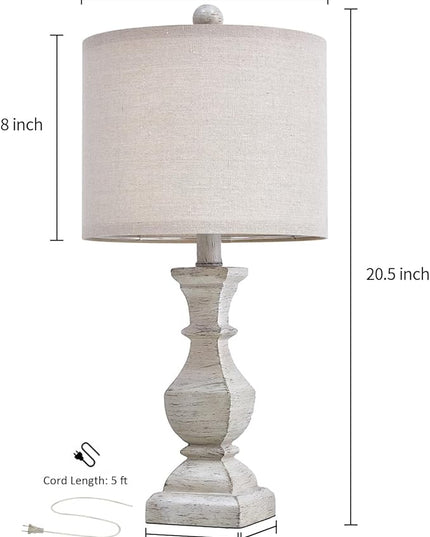 PoKat 20.5'' Table Lamps Set of 2, Vintage Bedside Lamps for Bedroom, Farmhouse Lamp for Living Room, Small Lamp for Nightstand, Retro Side Table Lamp, Beige - LeafyLoom