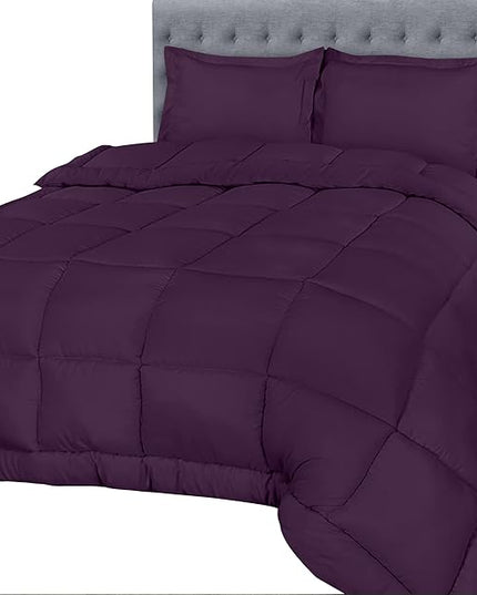 Utopia Bedding Queen Size Comforter Set with 2 Pillow Shams, Bedding Comforter Sets, Down Alternative Plum/Purple Comforter, Soft and Comfortable, Machine Washable (Pack of 4) - LeafyLoom