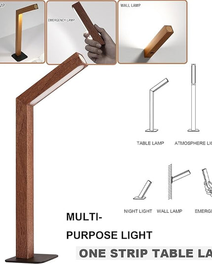 Wood Desk Light,Dimmable Desk Lamps for Bedrooms Touch Lamp Foldable Desk Light Wall Lamp (Sapele Wood) - LeafyLoom