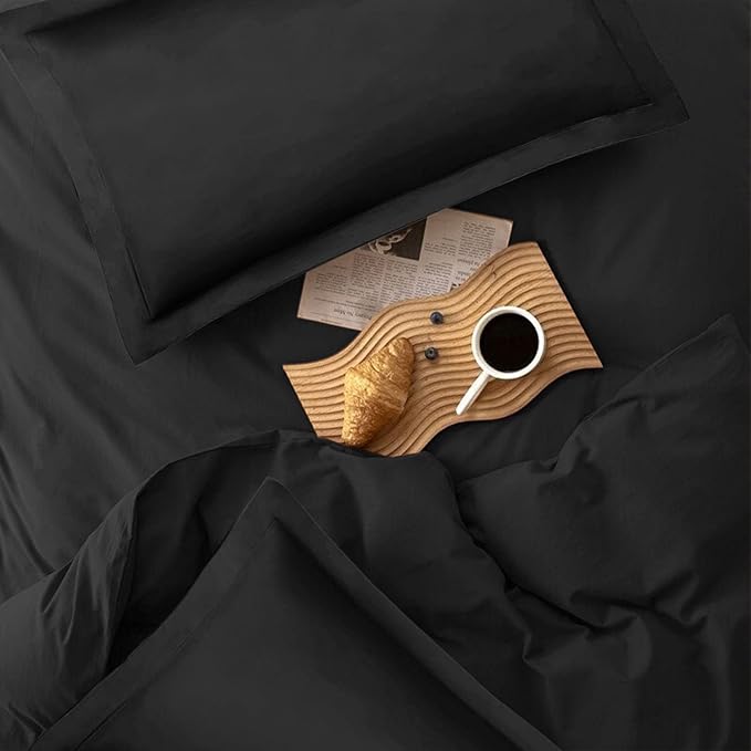 ETDIFFE Black Comforter Set Queen Size, 3 Piece Aesthetic Modern Gothic Bedding Set - Soft & Lightweight All Season Microfiber Down Alternative Bed Comforter with 2 Pillow Shams for Women Men - LeafyLoom