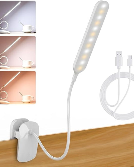 Desk Lamp, Table Lamp 1500mAh Dimmable Reading Lamp with Clamp and Type-C Charging Port, Desk Light for Home Office Reading Working Studying Gooseneck Adjustable Flexible - White - LeafyLoom