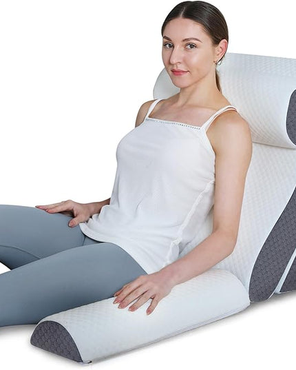 Adjustable 4pcs Bed Wedge Pillow Set, Post Surgery 100% Memory Foam for Back, Neck, Leg Pain Relief, Sitting Pillow for Acid Reflux and GERD, Comfortable Pillows for Sleeping Gray - LeafyLoom