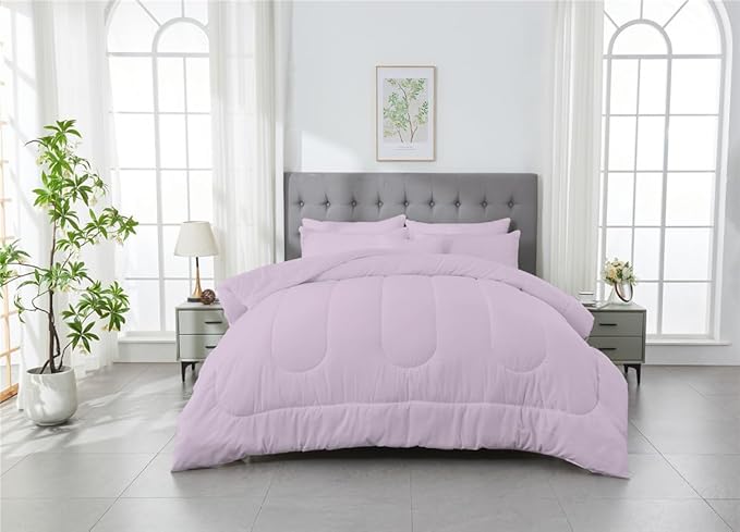 3 Piece Solid Color All Season Bedding Comforter Set Microfiber Soft Lightweight Bedding Set for Kids Teens Adults Room Decor with 1 Comforter and 2 Pillowcases Full - LeafyLoom