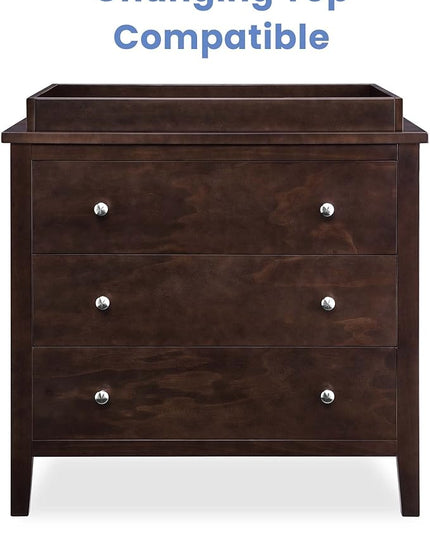 Delta Children Campbell 3 Drawer Dresser, Walnut Espresso - LeafyLoom