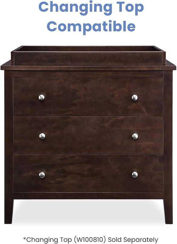 Delta Children Campbell 3 Drawer Dresser, Walnut Espresso - LeafyLoom