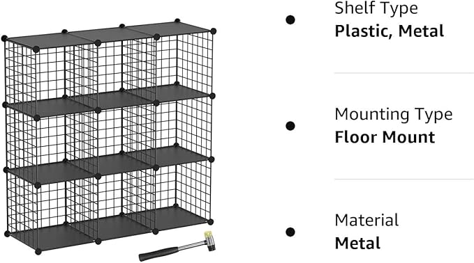 TUMUCUTE Wire Cube Storage Organizer, 9-Cube Metal Storage Shelves Bookshelf, Stackable Modular Closet Organizer for Bedroom Living Room, Office, Storage Shelves - LeafyLoom