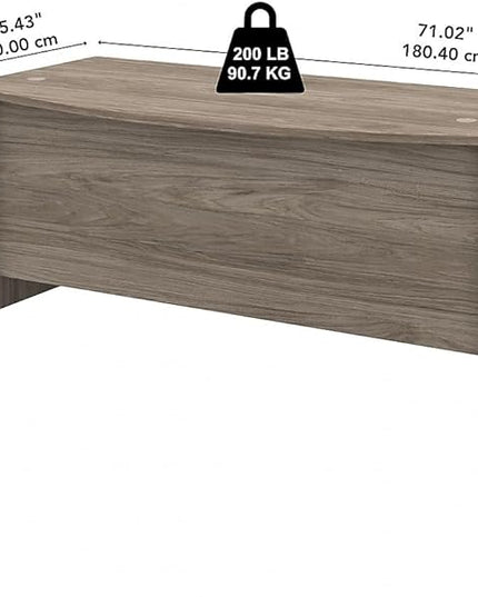 Bush Business Furniture Studio C Bow Front Desk, 72W x 36D, Modern Hickory - LeafyLoom