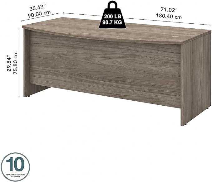 Bush Business Furniture Studio C Bow Front Desk, 72W x 36D, Modern Hickory - LeafyLoom