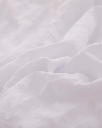 Seersucker Light White Bed Comforter Sets Queen Size for Women Boho White Seersucker Bedding Set 5 Pieces-Microfiber Lightweight Soft Bed Set for All Season,Queen - LeafyLoom