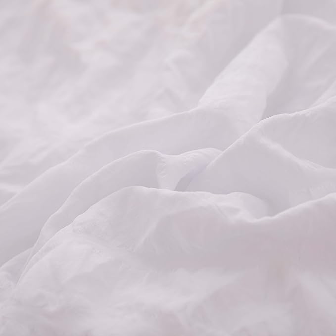 Seersucker Light White Bed Comforter Sets Queen Size for Women Boho White Seersucker Bedding Set 5 Pieces-Microfiber Lightweight Soft Bed Set for All Season,Queen - LeafyLoom