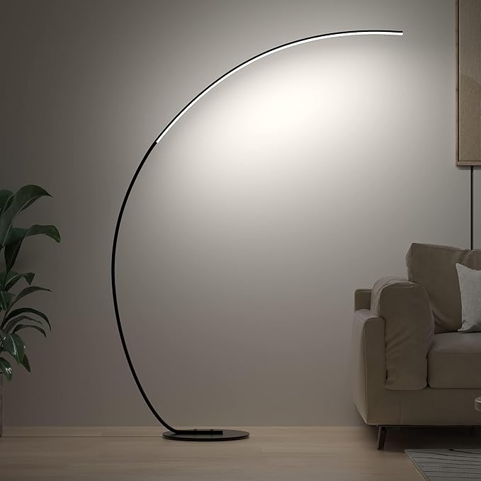 LED Floor Lamp with 3 Color Temperatures, Arc Floor Lamps Modern Standing Tall Lamp with Remote Control Reading Floor Lamp for Bedroom Office Classroom - LeafyLoom
