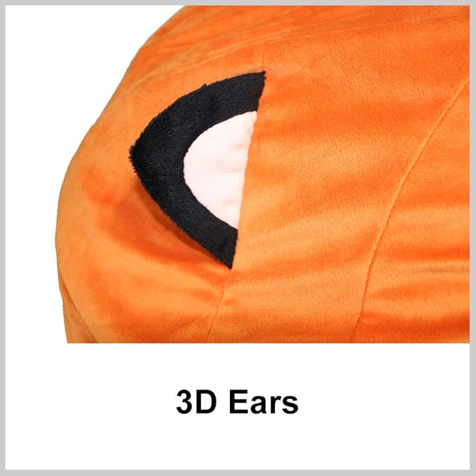 Extra Large Animal Bean Bag Chair Cover and Soft Toy and Linen Storage Organizer for Room Decor (Fox) - LeafyLoom