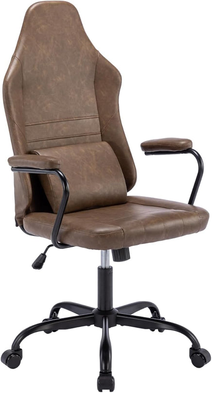 Executive Office Chair, Home Office Desk Chair, High Back PU Leather Desk Chair, 360° Swivel Computer Chair, Height Adjustable Tilt Vanity Task Chair for Office, Reading Meeting Room - LeafyLoom