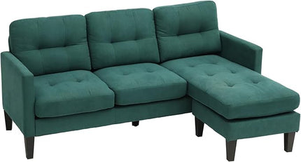 L-Shaped Sectional Modern Sofa - Convertible Sofa Sleeper Sofa Bed Couch Set with Reversible Chaise, Lounge Sofa Modular Cloud Sofa Couch for Living Room Apartment Small Space (Green) - LeafyLoom