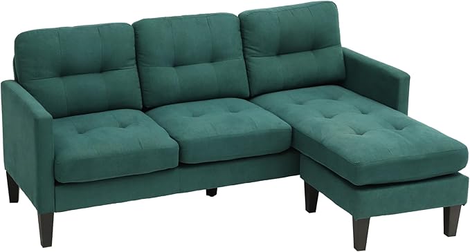 L-Shaped Sectional Modern Sofa - Convertible Sofa Sleeper Sofa Bed Couch Set with Reversible Chaise, Lounge Sofa Modular Cloud Sofa Couch for Living Room Apartment Small Space (Green) - LeafyLoom