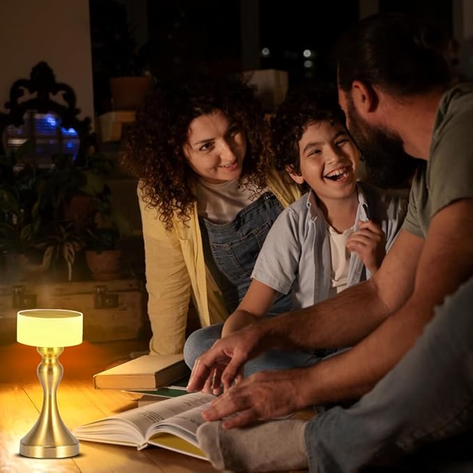 Portable LED Desk Lamp - 3-Color Touch Control,3-Levels Brightness,Rechargeable Battery,Ideal Bedside Lamp for Nightstand,Bedroom, Living Room - LeafyLoom