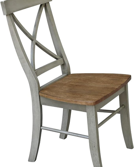 International Concepts X-Back, Set of 2 Chair, Distressed Hickory/Stone - LeafyLoom