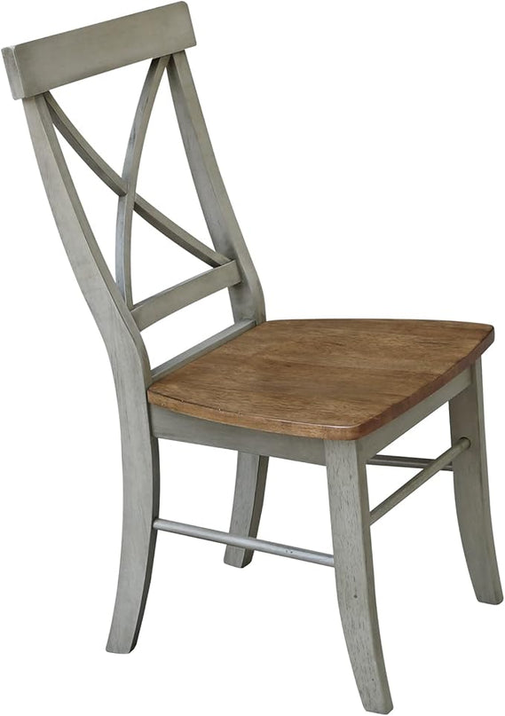 International Concepts X-Back, Set of 2 Chair, Distressed Hickory/Stone - LeafyLoom