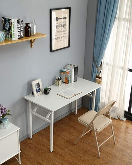 Computer Desk, 55 inche Modern Simple Style Folding Tables, Home Office Writing Desk, Space Saving Foldable Table, No Install Needed - LeafyLoom