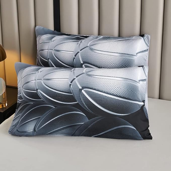Teen Boy Comforter Set Queen,Basketball Bedding Set for Kids Boys Teens,Black and Grey Sports Comforter Queen with 2 Pillowcases,Basketball Comforter Queen Size for Boys,All Season Use - LeafyLoom