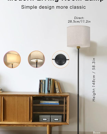 Floor lamp for living Room Compatible with Alexa & Google, White Linen Lamp Shade LED Bright Tall Standing Smart Floor Lamp with Remote for Bedroom Office, Modern Color Changing Dimmable WiFi Light. - LeafyLoom