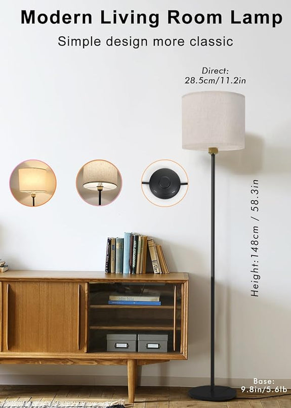 Floor lamp for living Room Compatible with Alexa & Google, White Linen Lamp Shade LED Bright Tall Standing Smart Floor Lamp with Remote for Bedroom Office, Modern Color Changing Dimmable WiFi Light. - LeafyLoom