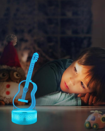 FULLOSUN Guitar Gift, Kids Guitar Night Light (with Remote Control), 3D Illumination Lights Boys Gift 16 Colors Changeable Kids Room Lighting Creative Decoration... (Guitar) - LeafyLoom