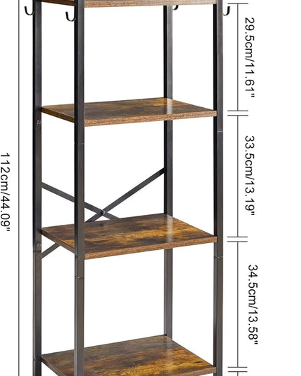 YMYNY Bookcase, 4-Tier Narrow Ladder Bookshelf, Freestanding Shelving Unit, Multifunctional Storage Rack, for Home Office Living Room Bedroom Kitchen, Plant Stand, Rustic Brown, 44*16.9*11.4"UHBC004H - LeafyLoom