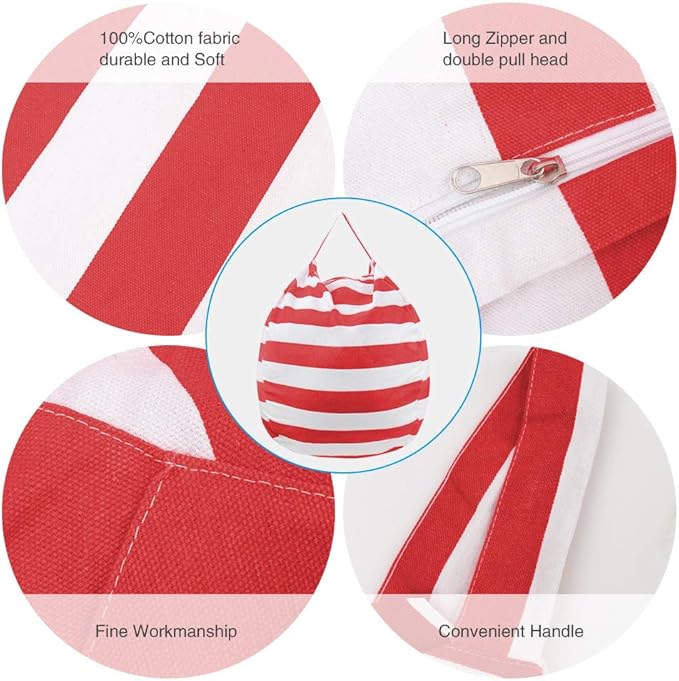 Stuffed Animal Storage Bean Bag Chair Cover for Kids room, 27Inch Stuff and sit storage bean bag for organizing boys and girls Plush Toy, christmas gifts—Red - LeafyLoom