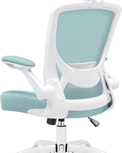 KERDOM Ergonomic Office Chair, Breathable Mesh Desk Chair, Lumbar Support Computer Chair with Headrest and Flip-up Arms, Swivel Task Chair, Adjustable Height Gaming Chair, LightBlue - LeafyLoom
