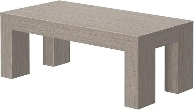 Plank+Beam Modern Rectangular Coffee Table, Solid Wood, 40 Inch, Rectangle Coffee Table for Living Room, Mini Center Tables for Small Spaces, Small Living Space Tea Table, Seashell Wirebrush - LeafyLoom