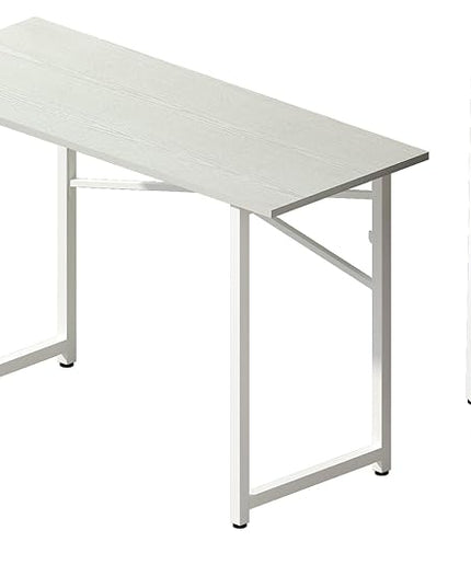 Folding Desk 47 inch No Assembly Required Home Office Table, Writing Gaming Computer Camping Desk, White - LeafyLoom