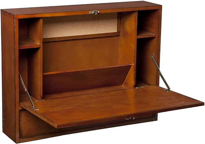 SEI Furniture Benwick Wall Mount Laptop Desk - Brown Mahogany (L x W x H): 26 x 6 x 20 inches - LeafyLoom