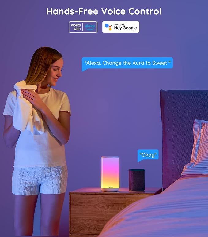Govee RGBIC Table Lamp, Smart Lamp Work with Alexa, LED Lamp with Music Sync and 43 Scene Modes, Color Changing Lamp for Bedroom Decor, Dimmable Night Light (Corded Electric) Govee