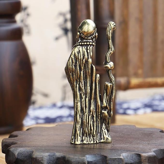Handmade Pure Copper Dharma Arhat Statue - Stunning Home and Office Decor-Gift for Buddhism Enthusiasts（Dharma） - LeafyLoom